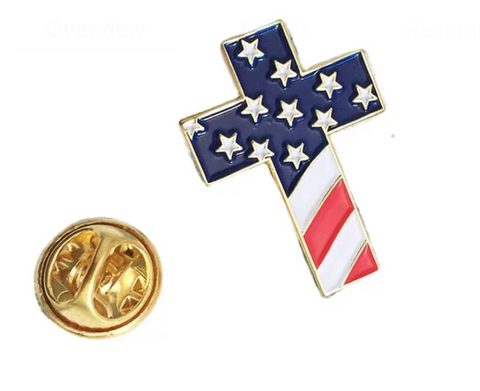 USA Flag Cross Badge Pin