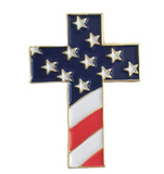 USA Flag Cross Badge Pin